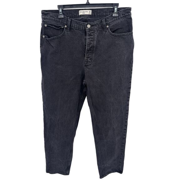 Abercrombie & Fitch Denim - ABERCOMBIE & FITCH The Dad High Rise Black Denim Jean // 14 Long